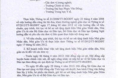 Hướng dẫn công tác xét tặng danh hiệu NGND, NGƯT năm 2012