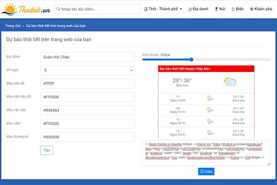 Top 4 trang web tạo widget thời tiết online miễn phí tốt nhất