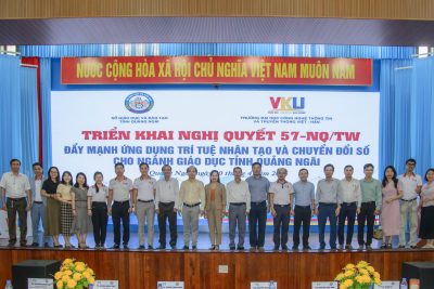 Trường Đại học Công nghệ Thông tin và Truyền thông Việt – Hàn (VKU), Đại học Đà Nẵng phối hợp Sở GD&ĐT tỉnh Quảng Ngãi triển khai Nghị quyết 57-NQ/TW: Thúc đẩy ứng dụng trí tuệ nhân tạo và chuyển đổi số trong giáo dục